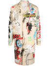 Dsquared2 Graphic-print Single-breasted Coat In Nude