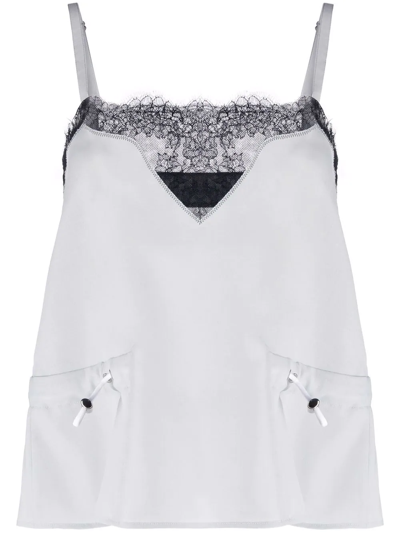 Sacai Lace-detail Square-neck Vest In Grau