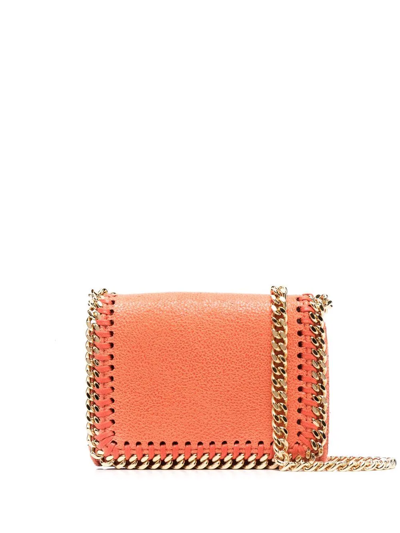 Stella Mccartney Falabella Small Flap Wallet In Orange