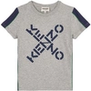 KENZO KENZO KIDS GREY CROSS LOGO SHORT SLEEVED T-SHIRT,K25627