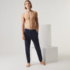 Lacoste Men's Crocodile Print Cotton Pajama Pants In Blue
