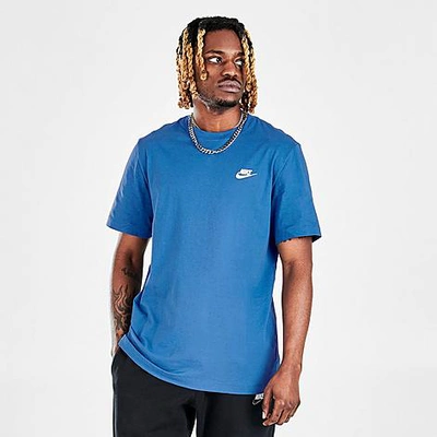 Nike Sportswear Club T-shirt In Dark Marina Blue/white