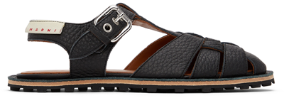 Marni Black Calfskin Fisherman Sandals