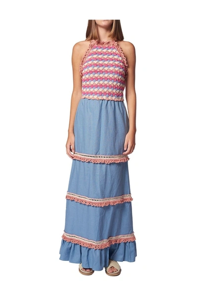 Ayni Sutti Dress In Denim_coral_pink