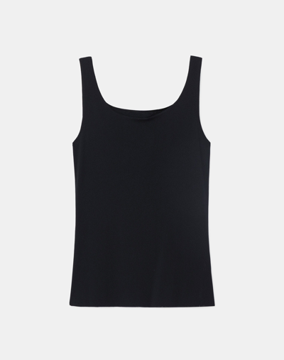 Lafayette 148 Mesh Jersey Scoop Neck Tank In Black