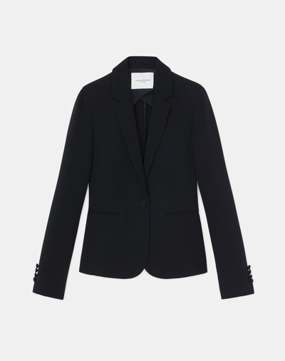 Lafayette 148 Finesse Crepe Single-button Blazer In Black