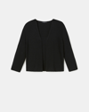 Lafayette 148 Petite Finespun Voile Open-front Cropped Cardigan In Black