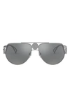 Versace 60mm Aviator Sunglasses In Gunmetal/ Grey Mirrored Silver