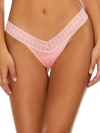 Hanky Panky Dream Lace Trim Modal Original Rise Thong In Pink Lemonade