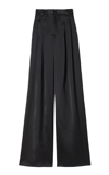 Nili Lotan Valentin Pleated Wool-twill Straight-leg Pants In Black,white