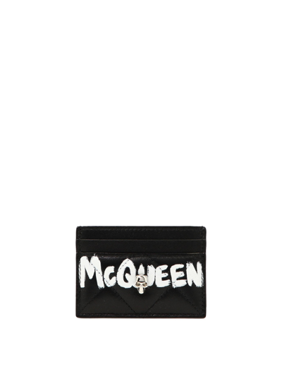 Alexander Mcqueen "graffiti" Card Holder In Black  