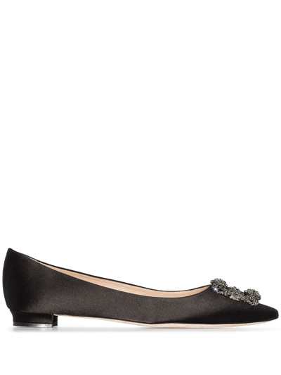 Manolo Blahnik Hangisi Buckle-detail Ballerina Shoes In Black