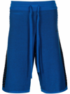 Versace La Greca Drawstring Knitted Shorts In Blue