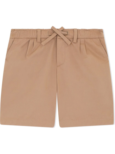 Dolce & Gabbana Kids' Drawstring Cotton Shorts In Neutrals