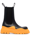 Bottega Veneta Tire Chunky-sole Leather Chelsea Boots In Black Yellow