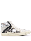 Philippe Model Prsx Leopard-pattern Mid-top Sneakers In Silver