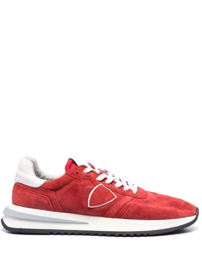 Philippe Model Paris Tropez 2.1 Washed Suede Sneakers In Red