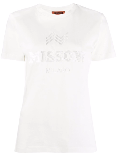 Missoni Logo-embroidered T-shirt In White