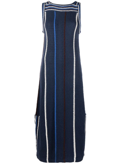 Jil Sander Knitted Stripe-print Midi Dress In Blue