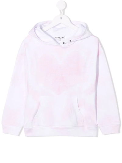 Givenchy Kids' Heart Tie Dye-print Cotton Hoodie In Pink