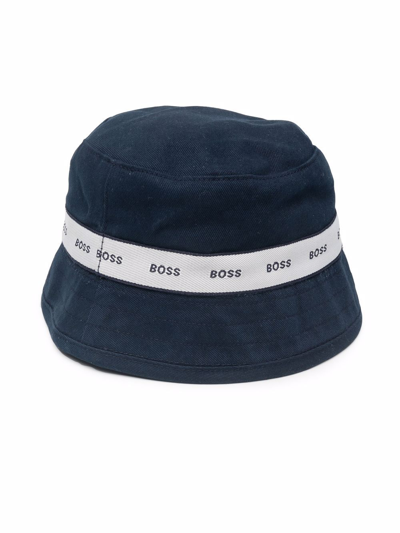 Bosswear Babies' Logo印花条纹渔夫帽 In Blue