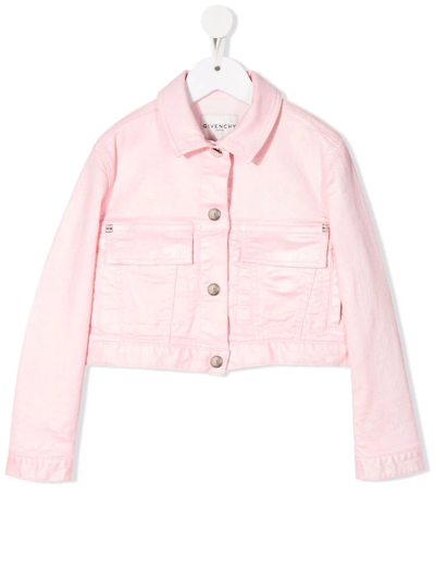 Givenchy Kids' Cropped Button-up Jacket In Pink