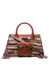 Chloé Edith Medium Striped Recycled Cashmere And Wool-blend And Leather Tote In Brown