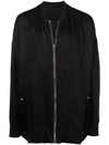 Rick Owens Jumbo Peter Flight Distressed Cotton Jacket In Black