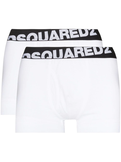Dsquared2 Logo-waistband Pack Of Two Boxer Shorts In White