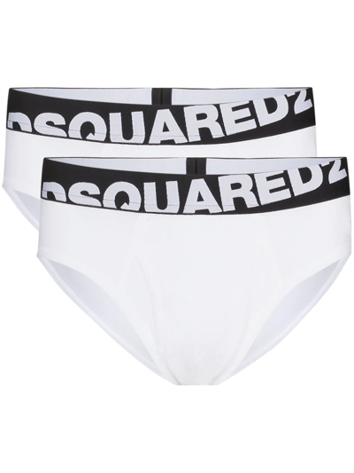 Dsquared2 Logo-waistband Pack Of Two Briefs In White