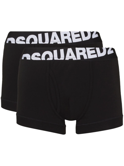 Dsquared2 Logo-waistband Pack Of Two Boxer Shorts In Black