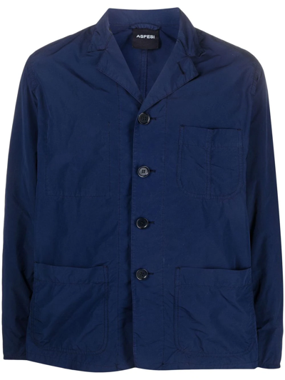 Aspesi Notched-collar Shirt Jacket In Blue