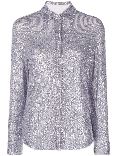 Blanca Vita Sequin-embellished Long-sleeve Shirt In Grey