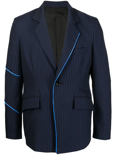 Sulvam Seam-detail Pinstripe-print Blazer In Blue