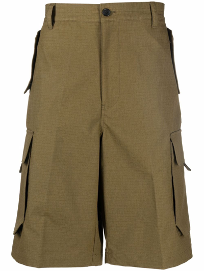 Kenzo Mesh-texture Cargo Trousers In Green