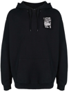Fred Perry Printed Patch Long-sleeve Hoodie In Black