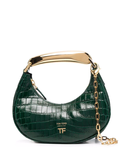 Tom Ford Mini Bianca Crocodile-embossed Shoulder Bag In Green