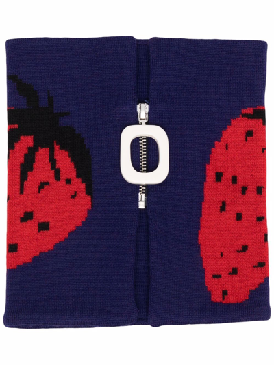Jw Anderson Strawberry Merino Wool Neckband In Blue