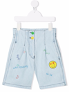 Philosophy Di Lorenzo Serafini Teen Embroidered Contrast-stitching Denim Shorts In Blue