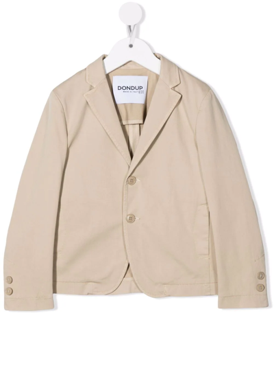 Dondup Kids' Nocthed-lapels Single-breasted Blazer In Neutrals