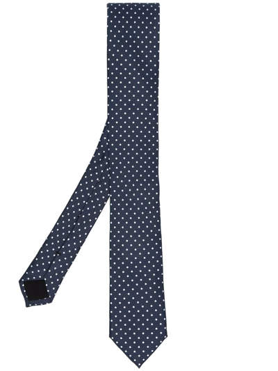 Hugo Boss Dot Skinny Recycled Polyester Tie In Dark Blue