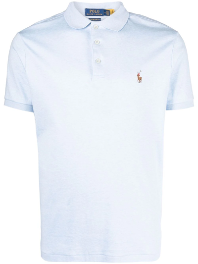 Polo Ralph Lauren Polo Pony Logo-embroidered Polo Shirt In Blue