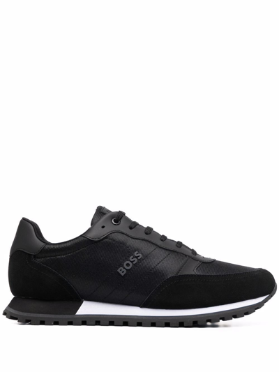 Hugo Boss Low-top Leather Trainers In Black