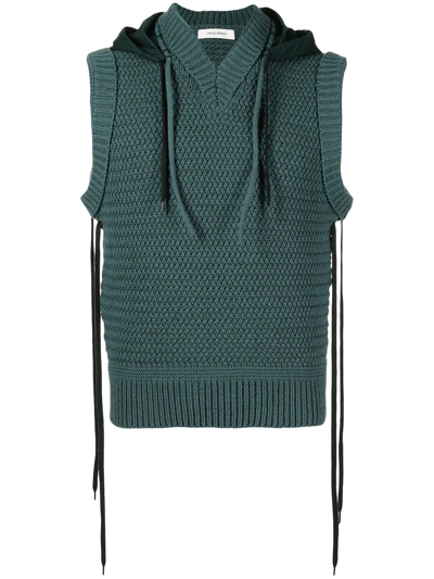 Craig Green Chunky Knitted Sleeveless Hoodie In Green