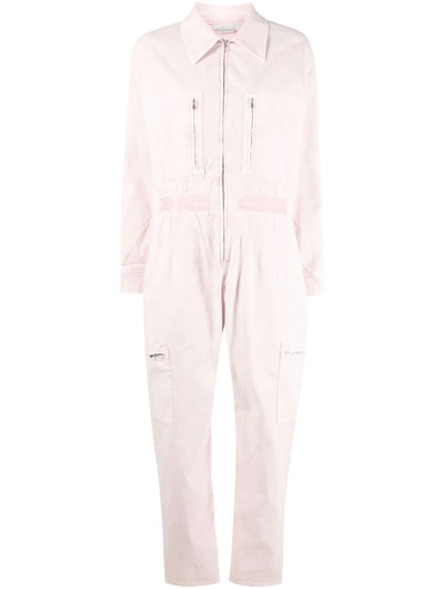 Stella Mccartney Long-sleeved Zip-up Boilersuit In Pink