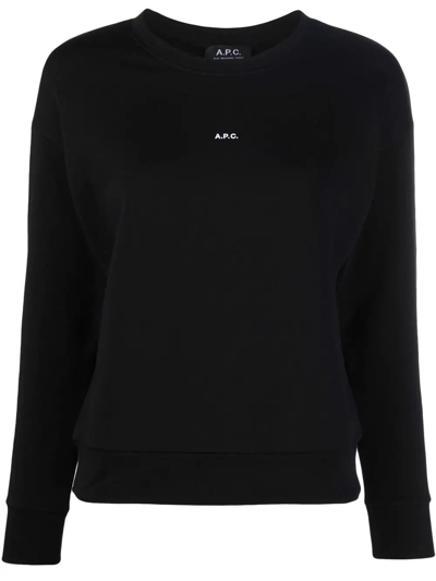 Apc Logo-print Rib-trimmed Sweatshirt In Black