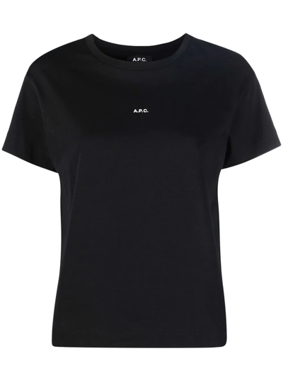 Apc Logo-print Short-sleeve T-shirt In Lzz Black