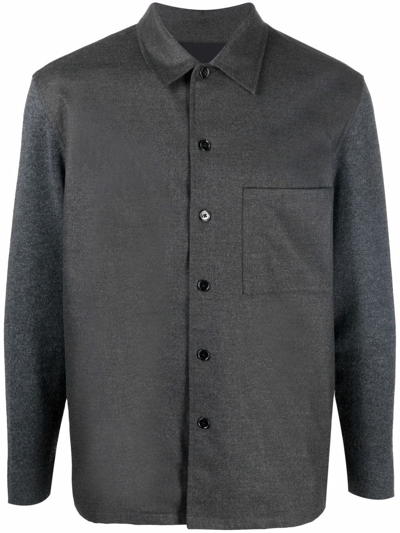 Theory Long-sleeve Merino Shirt In Grey