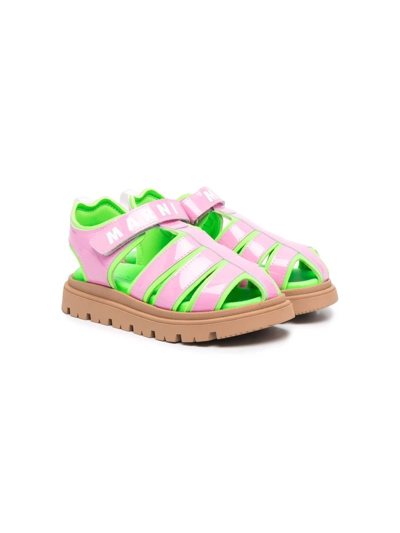Marni Kids' Logo-print Gladiator Sandals In Pink
