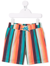 Paul Smith Junior Teen Striped Drawstring Swim Shorts In Orange